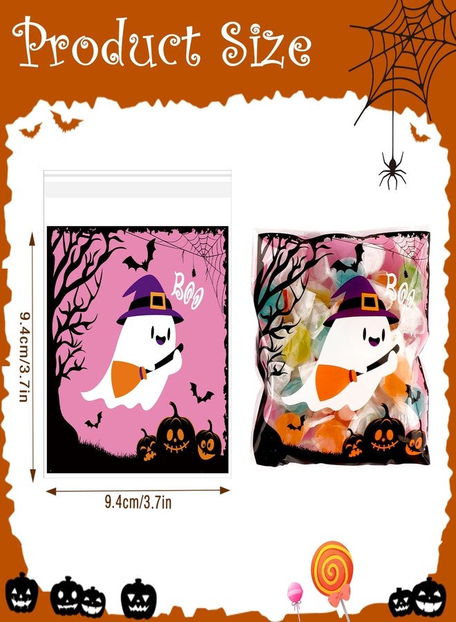 Konsait 100 PCS Small Halloween Treat Bags, Self Adhesive Clear Cookie Bags Halloween Cellophane Baggies for Candy Trick or Treat Party Favor Supplies - Image 2